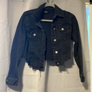 —Small Black Label Ripped Jean Half Jacket